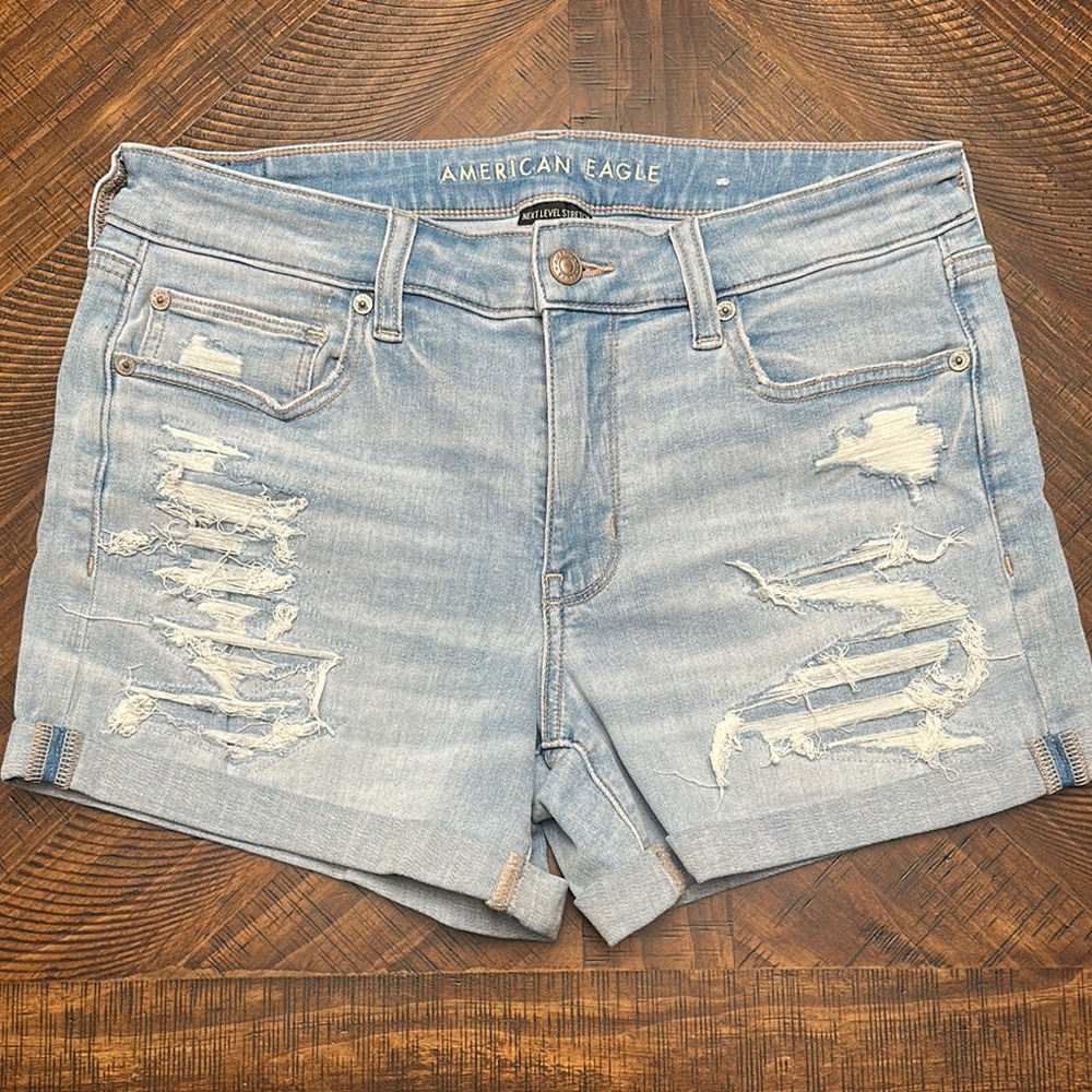 American Eagle Outfitters Blue Distressed Jean Shorts